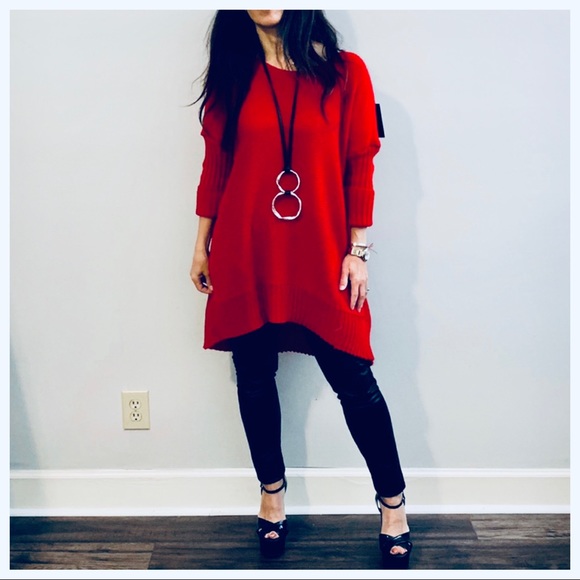 ✨LAST ONE ✨ITALY✨ red gorgeous loose fit sweater - Picture 5 of 8